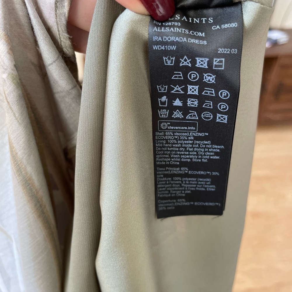 |AllSaints| Ira Dorada Silk Asymmetrical One Shoulder Midi Dress Size 6 - Picture 9 of 11